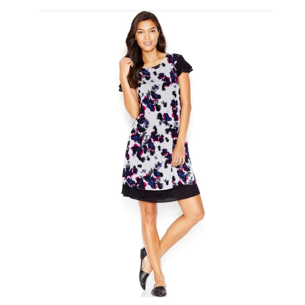 NWT Kensie Animal Cheetah Print Black Gray Pink Spotted Dress Size XS